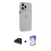 MARSİLYAN™- iPhone 15 Pro Max Kılıf Kıvılcım Asil Özel Seri - Siyah Bilvis 5in1 3D Magic Cam Ekran Koruyucu + Raze Metal Kamera Lens - TMGI