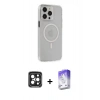MARSİLYAN™- iPhone 15 Pro Max Kılıf Kıvılcım Asil Özel Seri - Siyah Bilvis 5in1 3D Magic Cam Ekran Koruyucu + PVD Metal Kamera Lens - SH