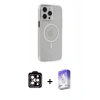 MARSİLYAN™- iPhone 15 Pro Max Kılıf Kıvılcım Asil Özel Seri - Siyah Bilvis 5in1 3D Magic Cam Ekran Koruyucu + PVD Metal Kamera Lens - TU
