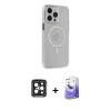 MARSİLYAN™- iPhone 15 Pro Max Kılıf Kıvılcım Asil Özel Seri - Siyah Bilvis 5in1 5D Magic Hayalet Cam Ekran Koruyucu + PVD Metal Kamera Lens - SH