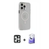 MARSİLYAN™- iPhone 15 Pro Max Kılıf Kıvılcım Asil Özel Seri - Siyah Bilvis 5in1 5D Magic Hayalet Cam Ekran Koruyucu + PVD Metal Kamera Lens - LT