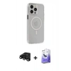 MARSİLYAN™- iPhone 15 Pro Max Kılıf Kıvılcım Asil Özel Seri - Siyah Bilvis 5in1 5D Magic Hayalet Cam Ekran Koruyucu + Raze Metal Kamera Lens - SH