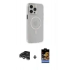 MARSİLYAN™- iPhone 15 Pro Max Kılıf Kıvılcım Asil Özel Seri - Siyah Buffer Hayalet Cam Ekran Koruyucu + Gümüş Raze Metal Kamera Lens