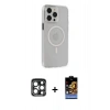 MARSİLYAN™- iPhone 15 Pro Max Kılıf Kıvılcım Asil Özel Seri - Siyah Buffer Hayalet Cam Ekran Koruyucu + PVD Metal Kamera Lens - LT