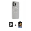 MARSİLYAN™- iPhone 15 Pro Max Kılıf Kıvılcım Asil Özel Seri - Siyah Buffer Hayalet Cam Ekran Koruyucu + PVD Metal Kamera Lens - SH