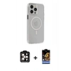 MARSİLYAN™- iPhone 15 Pro Max Kılıf Kıvılcım Asil Özel Seri - Siyah Buffer Hayalet Cam Ekran Koruyucu + PVD Metal Kamera Lens - TU