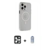 MARSİLYAN™- iPhone 15 Pro Max Kılıf Kıvılcım Asil Özel Seri - Siyah Joko Magic 5D Cam + Lacivert PVD Metal Kamera Lens