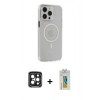MARSİLYAN™- iPhone 15 Pro Max Kılıf Kıvılcım Asil Özel Seri - Siyah Polymer Nano Ekran Koruyucu + PVD Metal Kamera Lens - SH