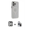 MARSİLYAN™- iPhone 15 Pro Max Kılıf Kıvılcım Asil Özel Seri - Siyah Vanessa Magic Hayalet Cam + PVD Metal Kamera Lens - GS