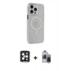 MARSİLYAN™- iPhone 15 Pro Max Kılıf Kıvılcım Asil Özel Seri - Siyah Vanessa Magic Hayalet Cam + PVD Metal Kamera Lens - SH