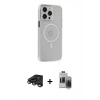 MARSİLYAN™- iPhone 15 Pro Max Kılıf Kıvılcım Asil Özel Seri - Siyah Vanessa Magic Hayalet Cam + Raze Metal Kamera Lens - TMGI