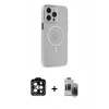 MARSİLYAN™- iPhone 15 Pro Max Kılıf Kıvılcım Asil Özel Seri - Siyah Vanessa Magic Hayalet Cam + PVD Metal Kamera Lens - TU
