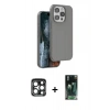 MARSİLYAN™- iPhone 15 Pro Max Kılıf Kıvılcım Çizgi Serisi - Şeffaf 360 Full Body Arka Koruyucu + PVD Metal Kamera Lens - LT