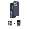 MARSİLYAN™- iPhone 15 Pro Max Kılıf Kıvılcım Çizgi Serisi - Şeffaf 360 Full Body Arka Koruyucu + PVD Metal Kamera Lens - GS