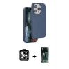 MARSİLYAN™- iPhone 15 Pro Max Kılıf Kıvılcım Çizgi Serisi - Şeffaf 360 Full Body Arka Koruyucu + PVD Metal Kamera Lens - TU