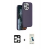 MARSİLYAN™- iPhone 15 Pro Max Kılıf Kıvılcım Çizgi Serisi - Şeffaf Pasifik Cam Ekran Koruyucu + PVD Metal Kamera Lens - GS