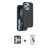 MARSİLYAN™- iPhone 15 Pro Max Kılıf Kıvılcım Çizgi Serisi - Şeffaf Pasifik Cam Ekran Koruyucu + PVD Metal Kamera Lens - GS