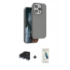 MARSİLYAN™- iPhone 15 Pro Max Kılıf Kıvılcım Çizgi Serisi - Şeffaf Pasifik Cam Ekran Koruyucu + Raze Metal Kamera Lens - LT
