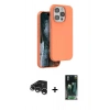 MARSİLYAN™- iPhone 15 Pro Max Kılıf Kıvılcım Çizgi Serisi - Siyah 360 Mat Full Body Arka Koruyucu + Raze Metal Kamera Lens - GS