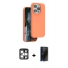 MARSİLYAN™- iPhone 15 Pro Max Kılıf Kıvılcım Çizgi Serisi - Siyah 3D Antistatik Hayalet Cam Ekran Koruyucu + PVD Metal Kamera Lens - GS