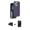 MARSİLYAN™- iPhone 15 Pro Max Kılıf Kıvılcım Çizgi Serisi - Siyah 3D Antistatik Hayalet Cam Ekran Koruyucu + Raze Metal Kamera Lens - TMGI