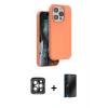 MARSİLYAN™- iPhone 15 Pro Max Kılıf Kıvılcım Çizgi Serisi - Siyah 3D Antistatik Hayalet Cam Ekran Koruyucu + PVD Metal Kamera Lens - GI