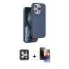 MARSİLYAN™- iPhone 15 Pro Max Kılıf Kıvılcım Çizgi Serisi - Siyah 3D Antistatik Mat Seramik Nano Ekran Koruyucu + Gri PVD Metal Kamera Lens