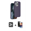 MARSİLYAN™- iPhone 15 Pro Max Kılıf Kıvılcım Çizgi Serisi - Siyah 3D Antistatik Mat Seramik Nano Ekran Koruyucu + PVD Metal Kamera Lens - SH