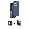 MARSİLYAN™- iPhone 15 Pro Max Kılıf Kıvılcım Çizgi Serisi - Siyah 3D Antistatik Mat Seramik Nano Ekran Koruyucu + PVD Metal Kamera Lens - SH