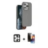 MARSİLYAN™- iPhone 15 Pro Max Kılıf Kıvılcım Çizgi Serisi - Siyah 3D Antistatik Mat Seramik Nano Ekran Koruyucu + PVD Metal Kamera Lens - GS