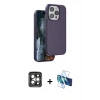 MARSİLYAN™- iPhone 15 Pro Max Kılıf Kıvılcım Çizgi Serisi - Siyah 3D Antistatik Seramik Nano Ekran Koruyucu + Gri PVD Metal Kamera Lens
