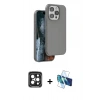 MARSİLYAN™- iPhone 15 Pro Max Kılıf Kıvılcım Çizgi Serisi - Siyah 3D Antistatik Seramik Nano Ekran Koruyucu + PVD Metal Kamera Lens - SH