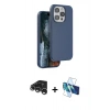 MARSİLYAN™- iPhone 15 Pro Max Kılıf Kıvılcım Çizgi Serisi - Siyah 3D Antistatik Seramik Nano Ekran Koruyucu + Gümüş Raze Metal Kamera Lens