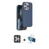 MARSİLYAN™- iPhone 15 Pro Max Kılıf Kıvılcım Çizgi Serisi - Siyah 3D Antistatik Seramik Nano Ekran Koruyucu + Gri PVD Metal Kamera Lens