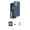 MARSİLYAN™- iPhone 15 Pro Max Kılıf Kıvılcım Çizgi Serisi - Siyah Bilvis 0.18mm Plus Cam Ekran Koruyucu + PVD Metal Kamera Lens - GI