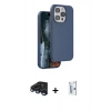 MARSİLYAN™- iPhone 15 Pro Max Kılıf Kıvılcım Çizgi Serisi - Siyah Bilvis 0.18mm Plus Cam Ekran Koruyucu + Raze Metal Kamera Lens - LT