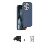 MARSİLYAN™- iPhone 15 Pro Max Kılıf Kıvılcım Çizgi Serisi - Siyah Bilvis 0.18mm Plus Cam Ekran Koruyucu + Raze Metal Kamera Lens - GS