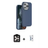 MARSİLYAN™- iPhone 15 Pro Max Kılıf Kıvılcım Çizgi Serisi - Siyah Bilvis 0.18mm Plus Cam Ekran Koruyucu + PVD Metal Kamera Lens - TU