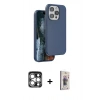 MARSİLYAN™- iPhone 15 Pro Max Kılıf Kıvılcım Çizgi Serisi - Siyah Bilvis 3D Cam Ekran Koruyucu + PVD Metal Kamera Lens - GS