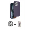 MARSİLYAN™- iPhone 15 Pro Max Kılıf Kıvılcım Çizgi Serisi - Siyah Bilvis 3D Cam Ekran Koruyucu + PVD Metal Kamera Lens - GS