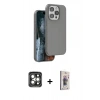 MARSİLYAN™- iPhone 15 Pro Max Kılıf Kıvılcım Çizgi Serisi - Siyah Bilvis 3D Cam Ekran Koruyucu + PVD Metal Kamera Lens - GI