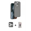 MARSİLYAN™- iPhone 15 Pro Max Kılıf Kıvılcım Çizgi Serisi - Siyah Bilvis 3D Cam Ekran Koruyucu + PVD Metal Kamera Lens - GS