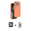MARSİLYAN™- iPhone 15 Pro Max Kılıf Kıvılcım Çizgi Serisi - Siyah Bilvis 3D Cam Ekran Koruyucu + PVD Metal Kamera Lens - SH