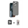 MARSİLYAN™- iPhone 15 Pro Max Kılıf Kıvılcım Çizgi Serisi - Siyah Bilvis 3D Cam Ekran Koruyucu + PVD Metal Kamera Lens - SH