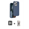 MARSİLYAN™- iPhone 15 Pro Max Kılıf Kıvılcım Çizgi Serisi - Siyah Bilvis 3D Cam Ekran Koruyucu + PVD Metal Kamera Lens - GI