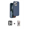 MARSİLYAN™- iPhone 15 Pro Max Kılıf Kıvılcım Çizgi Serisi - Siyah Bilvis 3D Cam Ekran Koruyucu + PVD Metal Kamera Lens - LT
