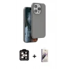 MARSİLYAN™- iPhone 15 Pro Max Kılıf Kıvılcım Çizgi Serisi - Siyah Bilvis 3D Mat Cam Ekran Koruyucu + PVD Metal Kamera Lens - TU