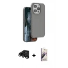 MARSİLYAN™- iPhone 15 Pro Max Kılıf Kıvılcım Çizgi Serisi - Siyah Bilvis 3D Mat Cam Ekran Koruyucu + Siyah Raze Metal Kamera Lens
