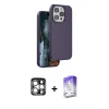 MARSİLYAN™- iPhone 15 Pro Max Kılıf Kıvılcım Çizgi Serisi - Siyah Bilvis 5in1 3D Magic Cam Ekran Koruyucu + Gümüş PVD Metal Kamera Lens