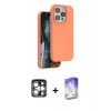 MARSİLYAN™- iPhone 15 Pro Max Kılıf Kıvılcım Çizgi Serisi - Siyah Bilvis 5in1 3D Magic Cam Ekran Koruyucu + Gümüş PVD Metal Kamera Lens